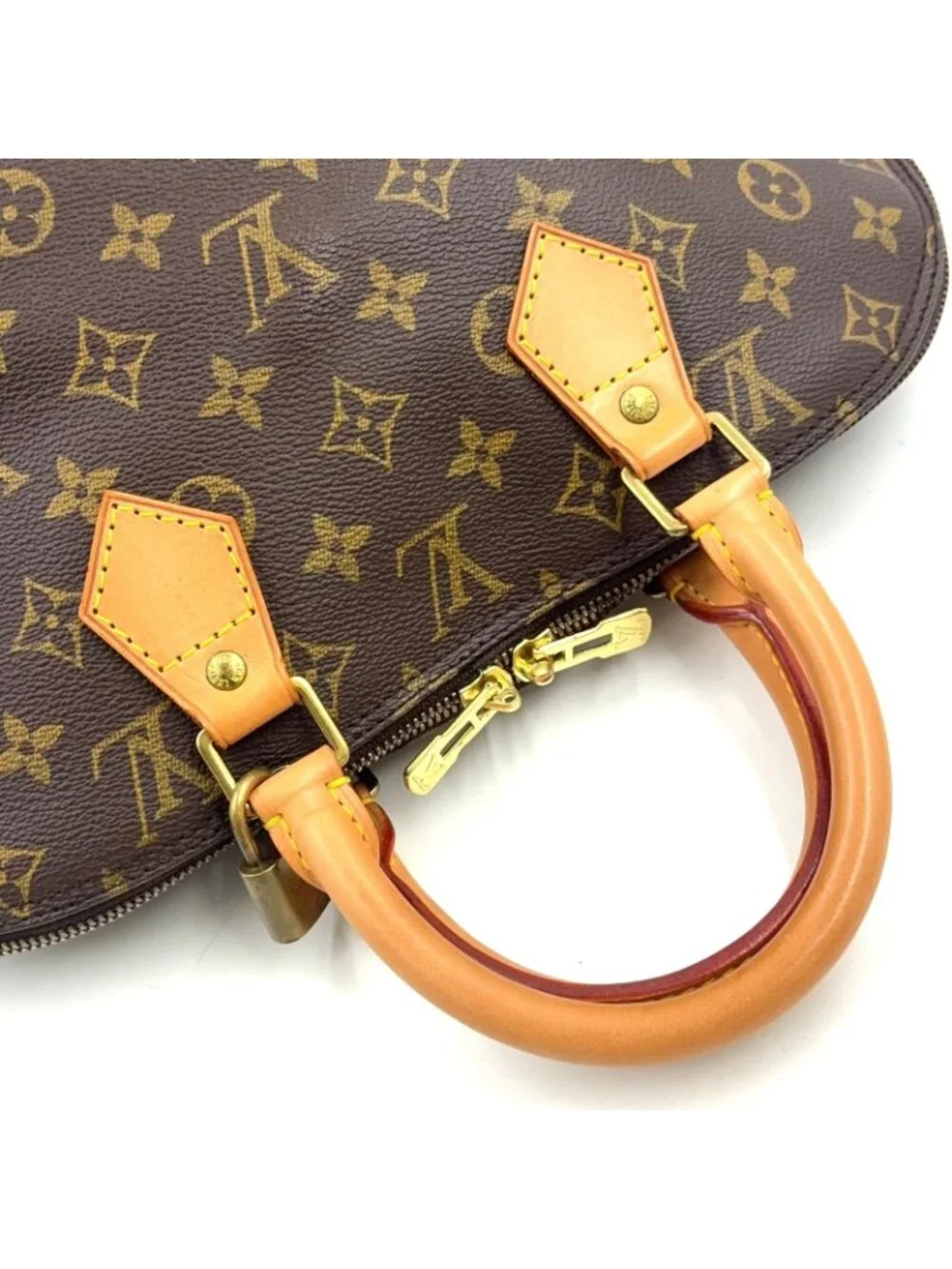 Louis Vuitton Alma PM Monogram Leather Brown Light Handbag Gold